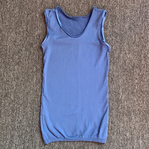 Semi-Sheer Seamless Body Shell Dance Tank Top. Slate Blue O/S New - Picture 3 of 5